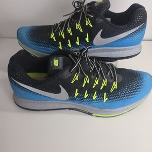 Nike Air Zoom Pegasus 33 Shield 'Black Blue Glow'. Sz 15